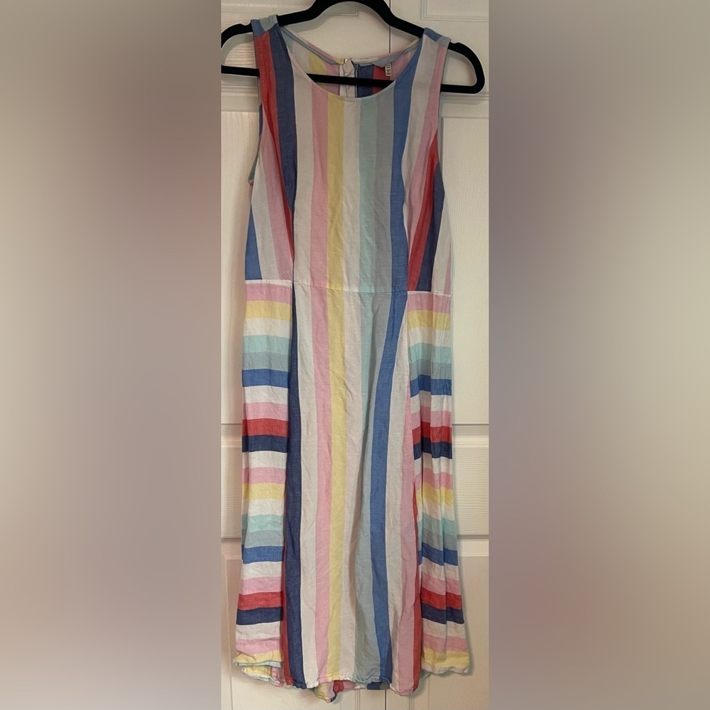 Joules Chrissie Striped Linen Midi Dress